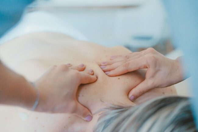 A patient getting treated for back pain